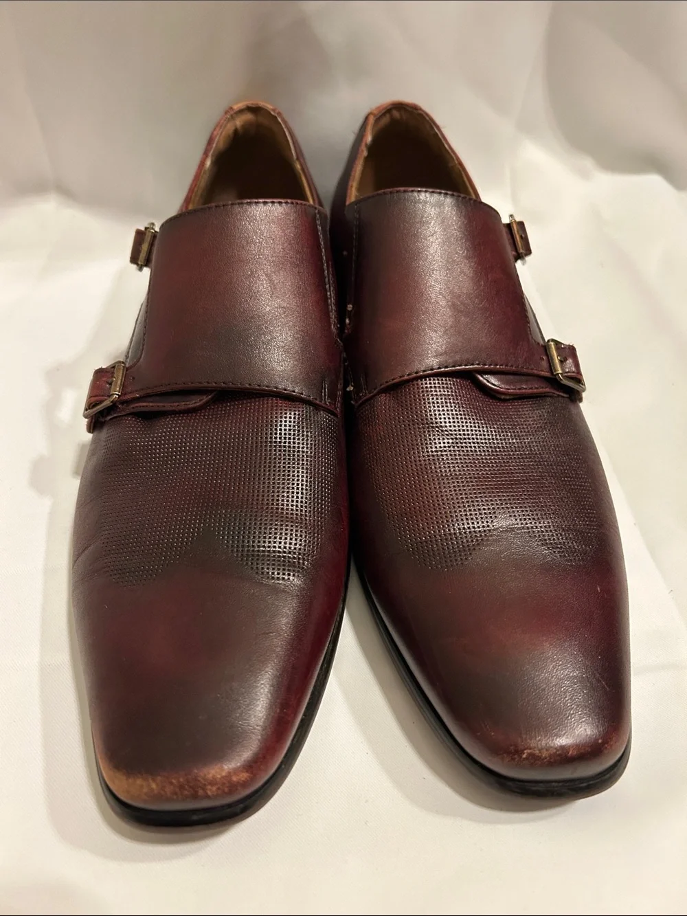 Florsheim Postino Double Monk Strap  Dress Shoes Burgundy Brown Leather 10.5